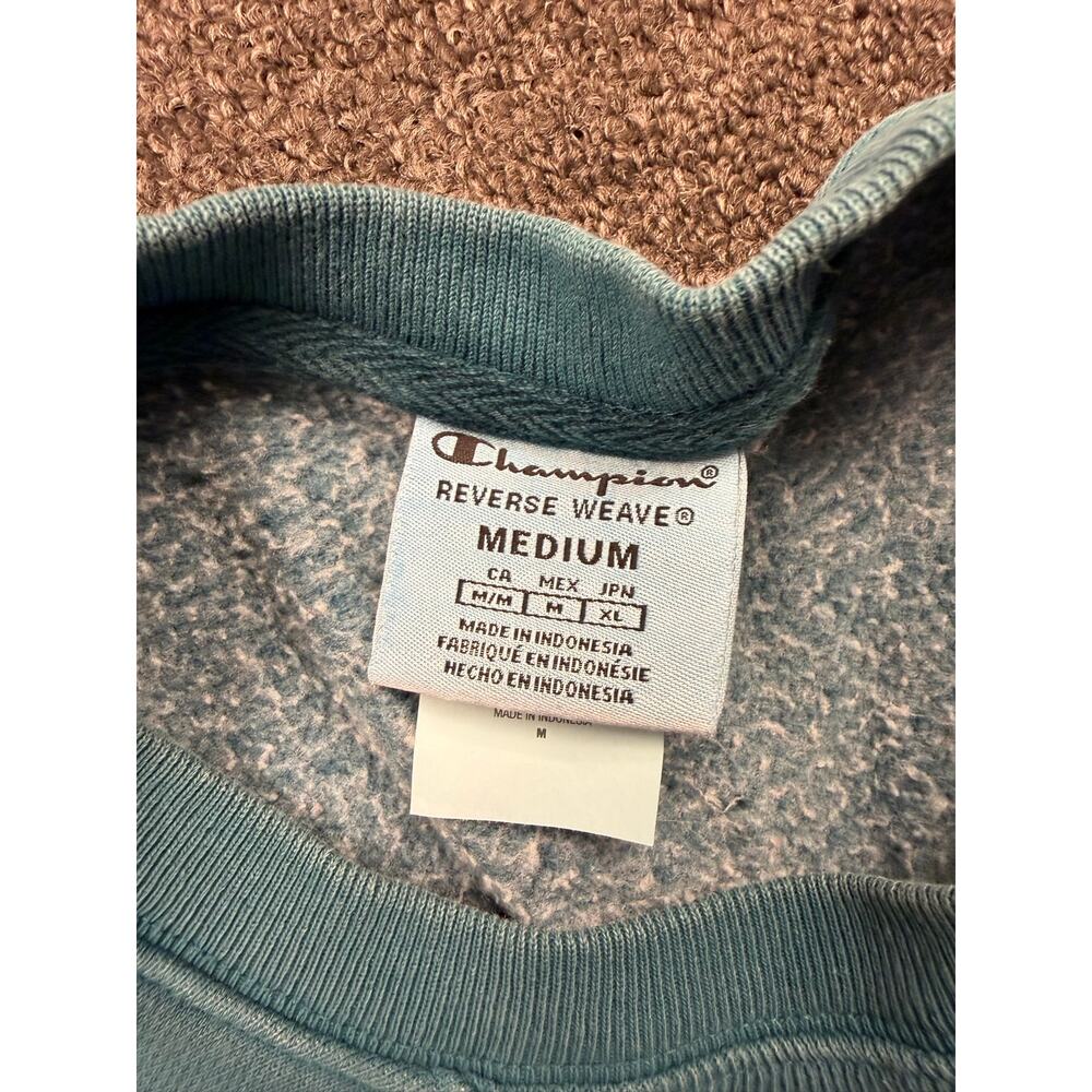 Champion Reverse Weave Cropped Crewneck Sweatshirt -Teal Blue - Size Medium - Picture 8 of 12